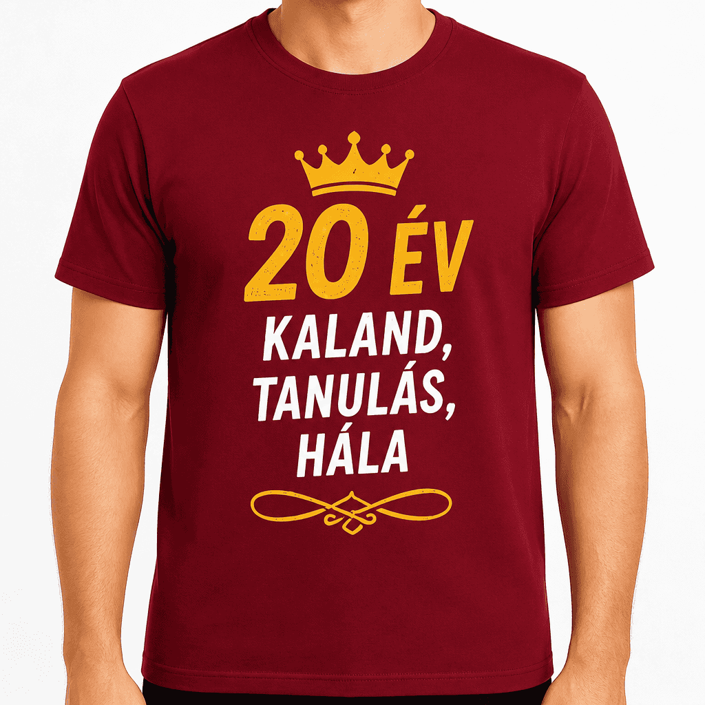 Póló 20. születésnapra – 20 év kaland, tanulás, hála