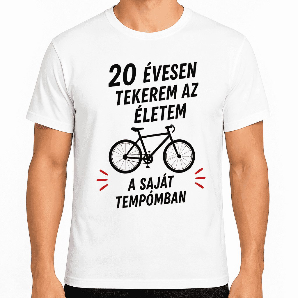 Póló 20. születésnapra – 20 évesen tekerem az életem a saját tempómban