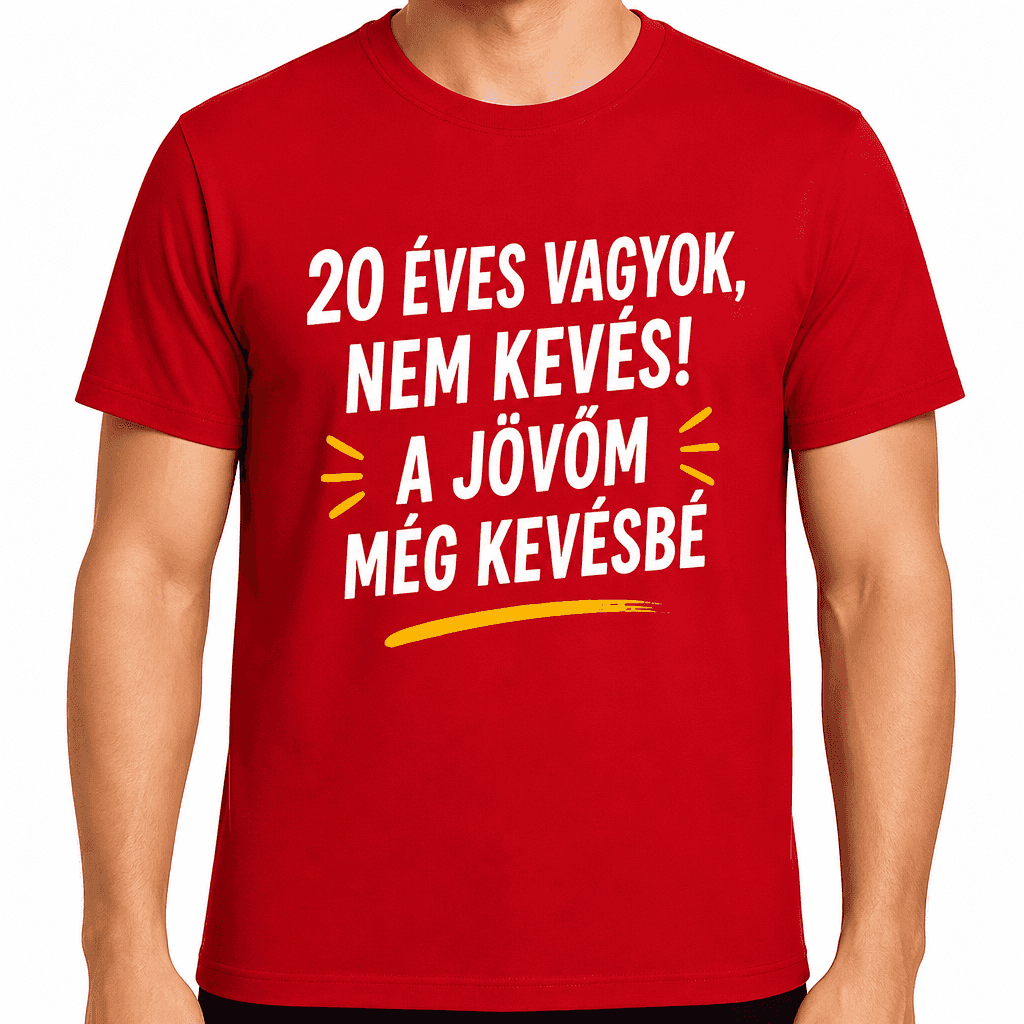 Póló 20. születésnapra – 20 éves vagyok, nem kevés! A jövőm még kevésbé