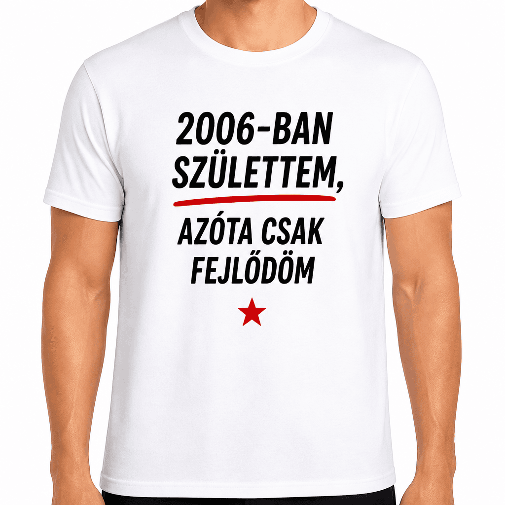 Póló 20. születésnapra – 2006-ban születtem, azóta csak fejlődöm