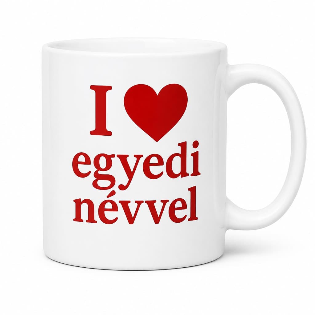 Vicces bögre I love egyedi névvel