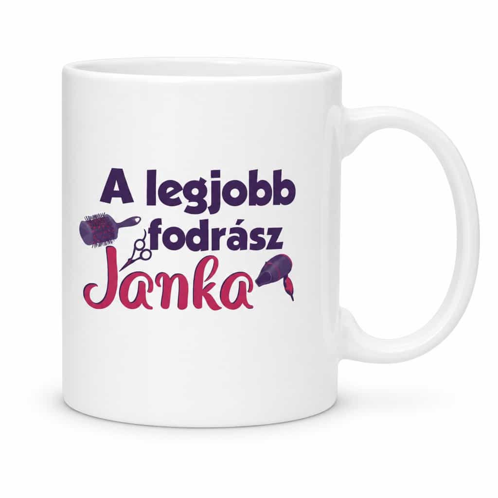 Vicces bögre legjobb fodrász egyedi névvel