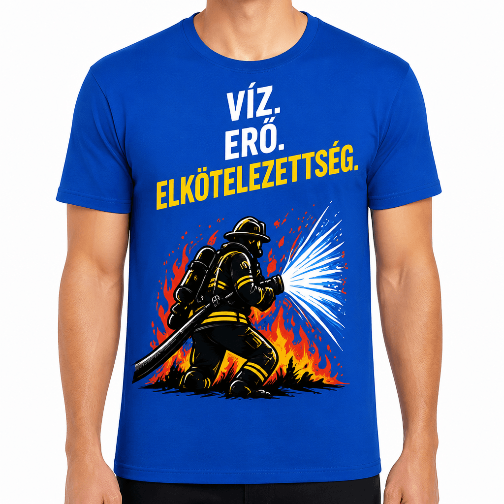 Tűzoltó póló – Víz. Erő. Elkötelezettség.