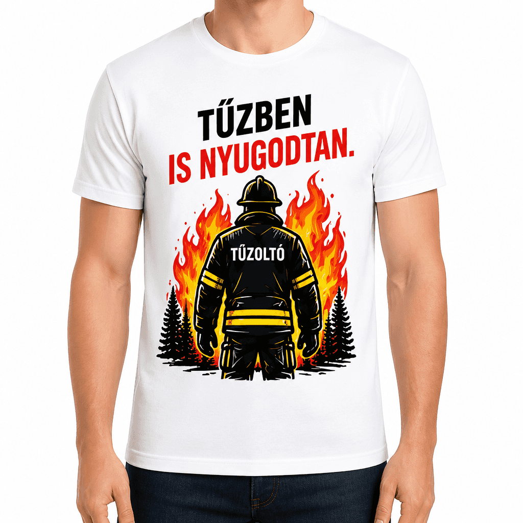 Tűzoltó póló – Tűzben is nyugodtan.
