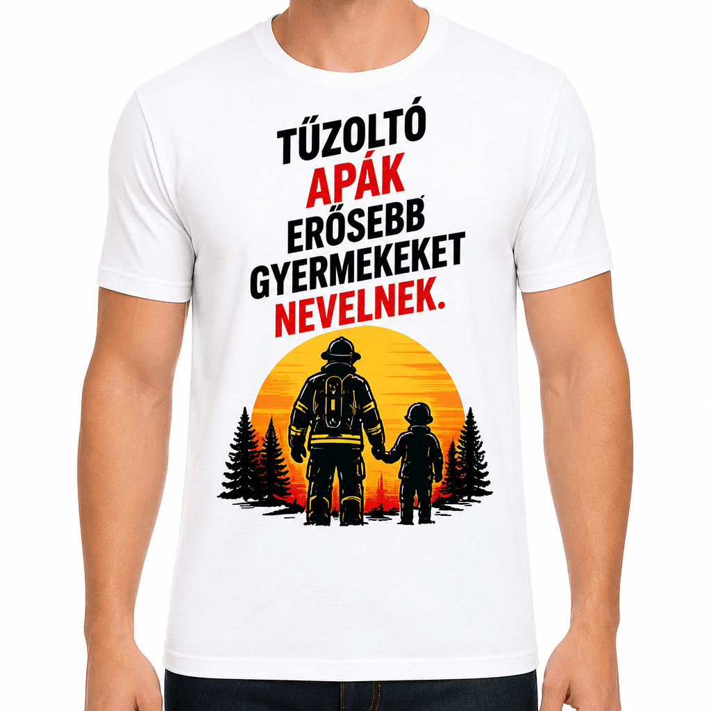 Tűzoltó póló – Tűzoltó apák erősebb gyermekeket nevelnek.
