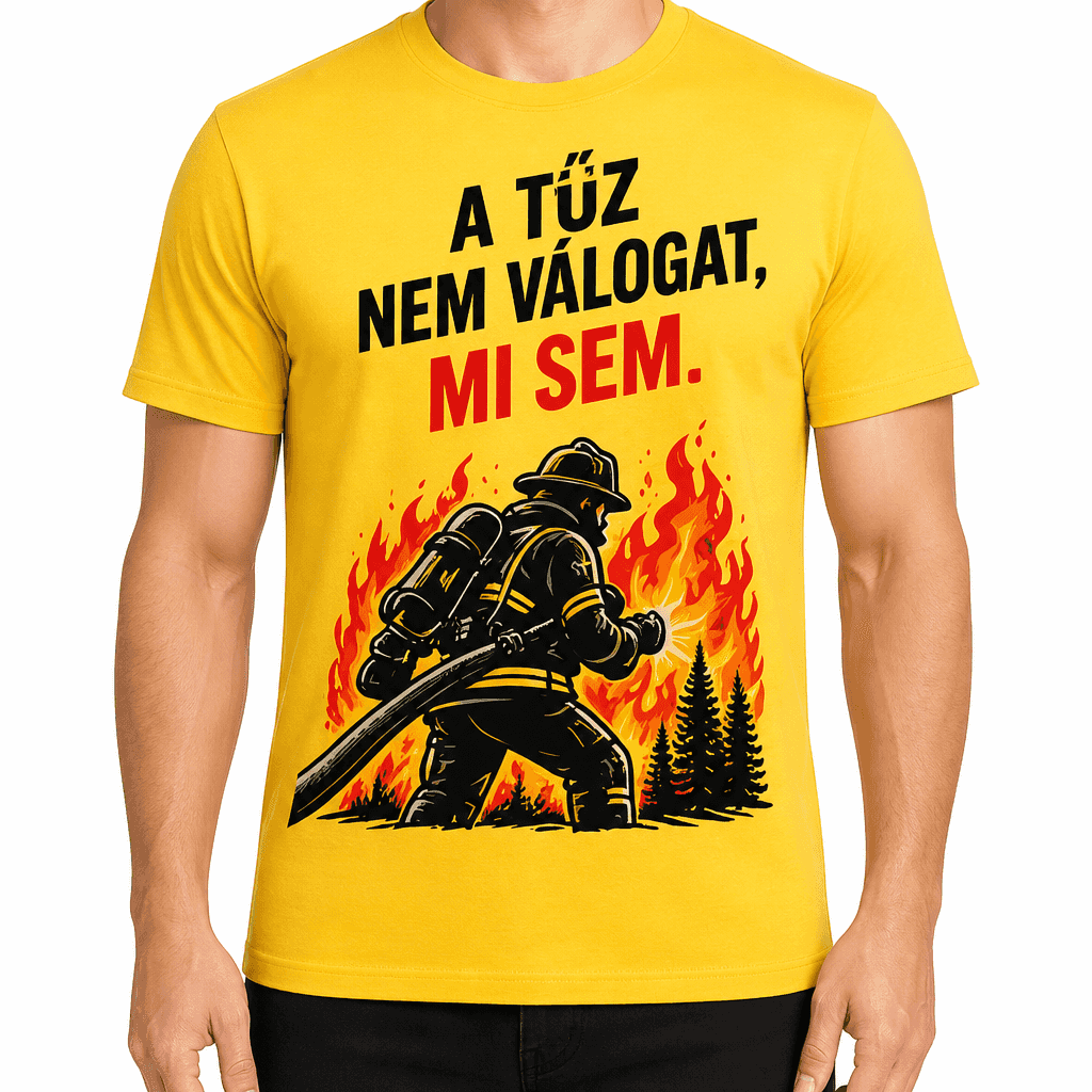 Tűzoltó póló – A tűz nem válogat, mi sem.