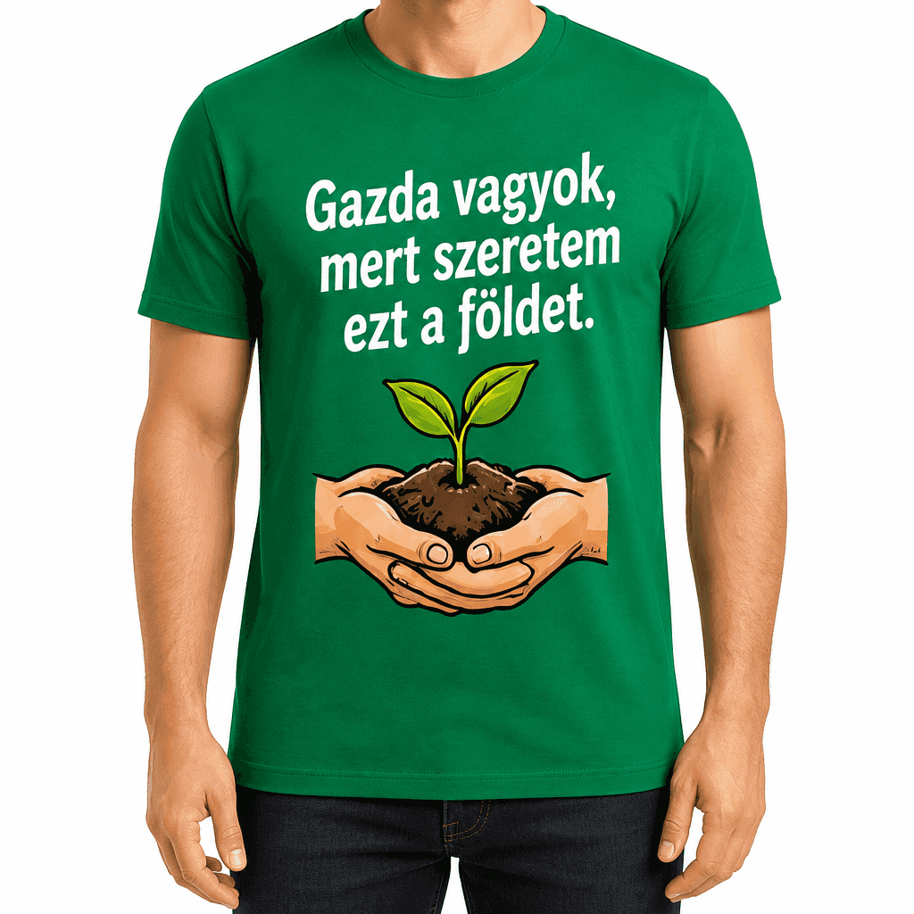 Gazda póló – Gazda vagyok, mert szeretem ezt a földet.
