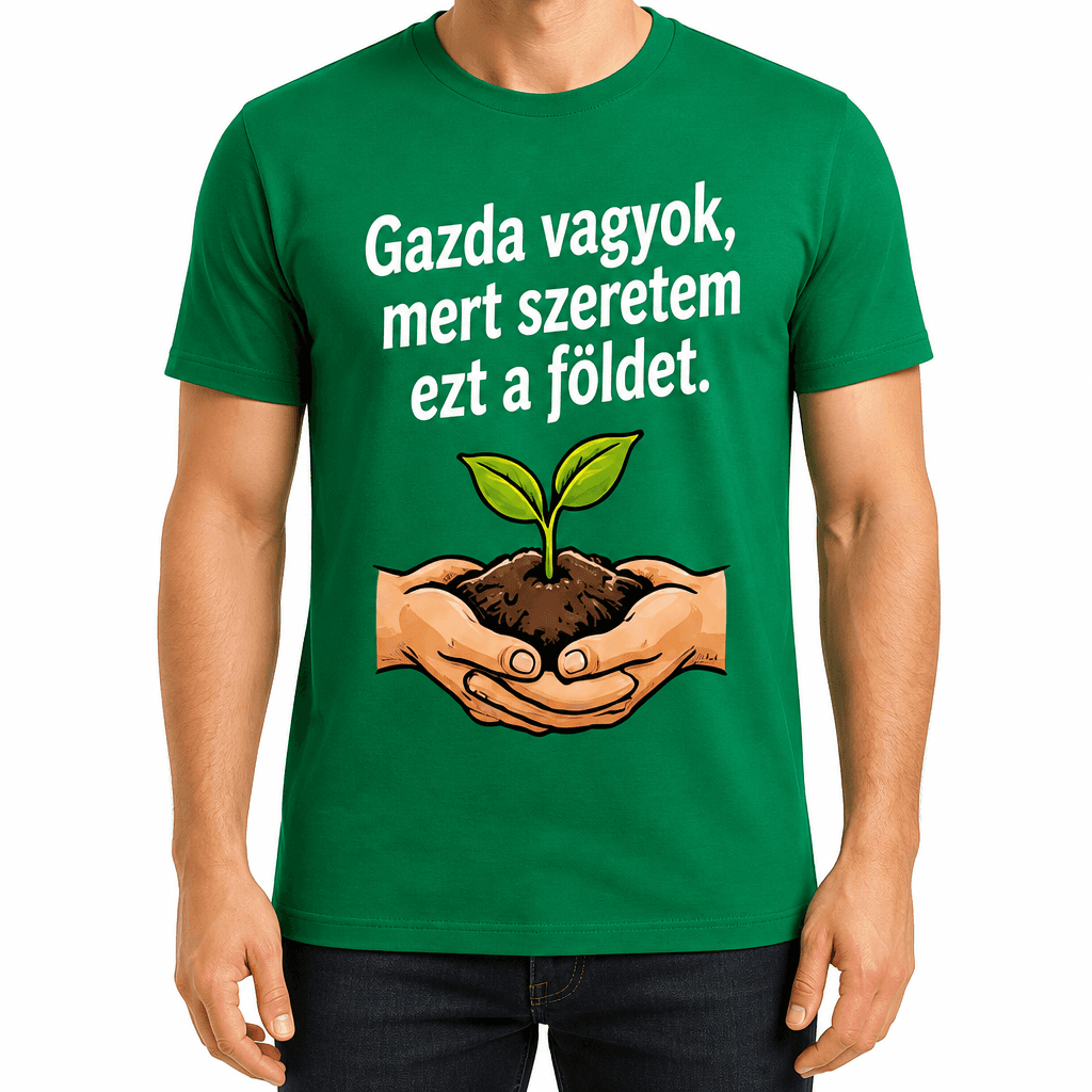 Gazda póló – Gazda vagyok, mert szeretem ezt a földet.