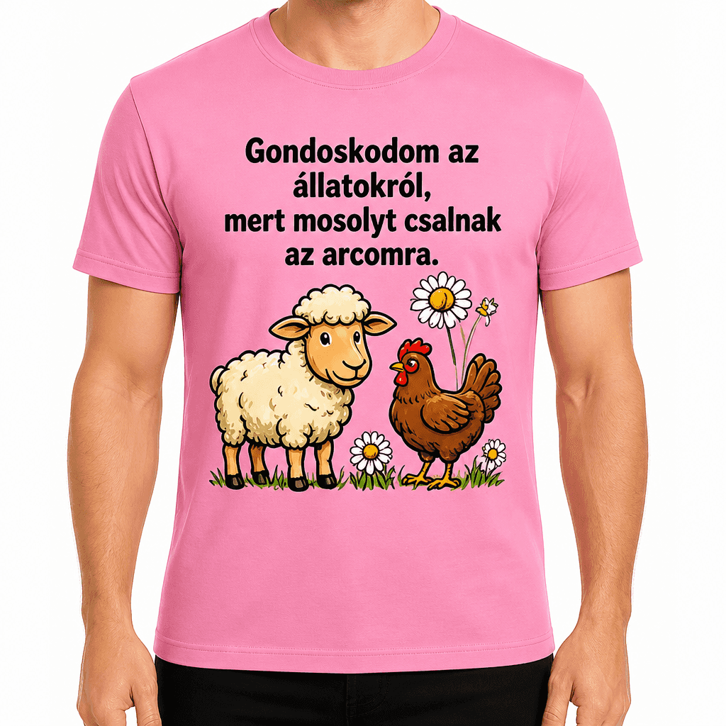 Gazda póló – Gondoskodom az állatokról, mert mosolyt csalnak az arcomra.
