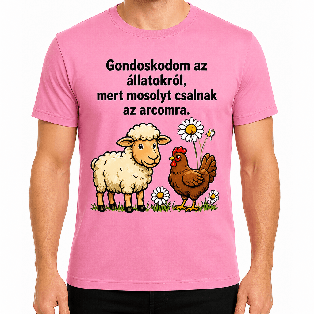Gazda póló – Gondoskodom az állatokról, mert mosolyt csalnak az arcomra.