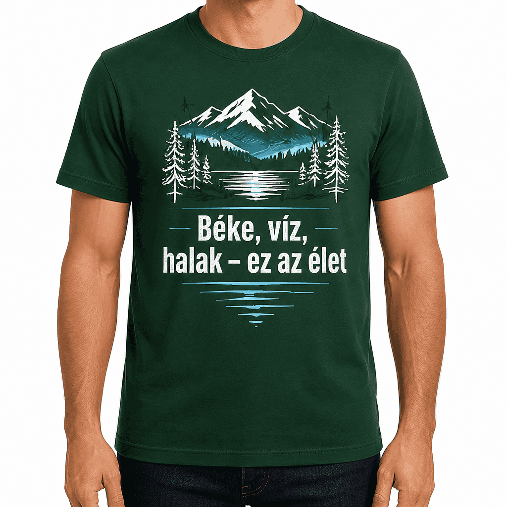 Horgász póló – Béke, víz, halak – ez az élet