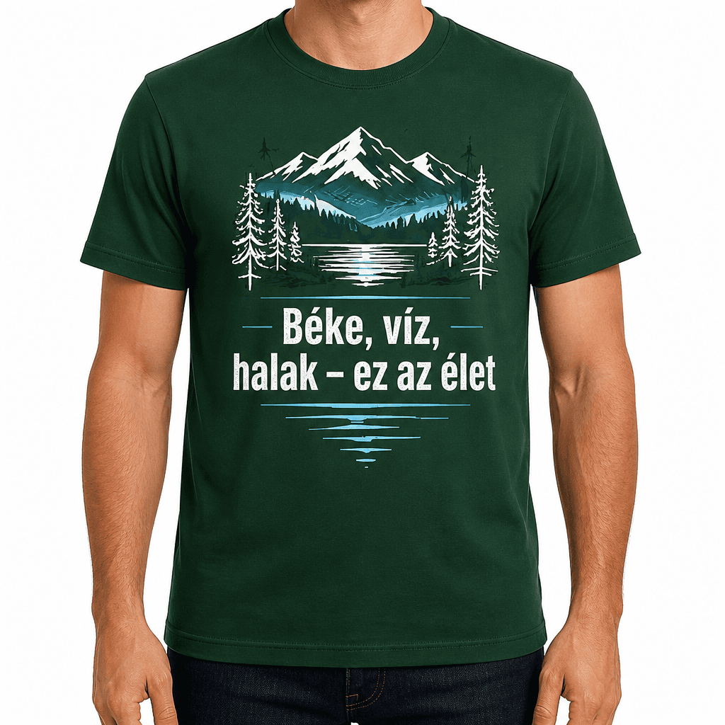 Horgász póló – Béke, víz, halak – ez az élet