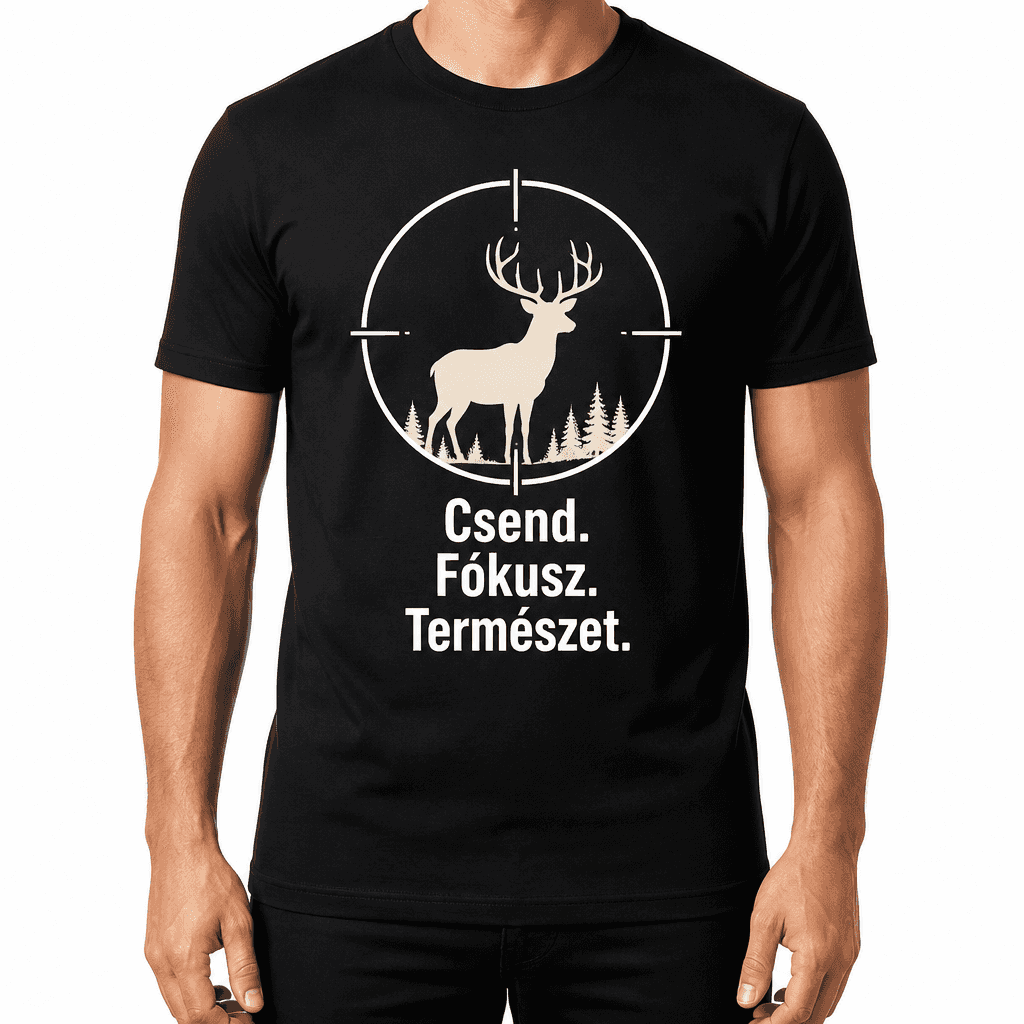 Vadász póló – Csend. Fókusz. Természet.