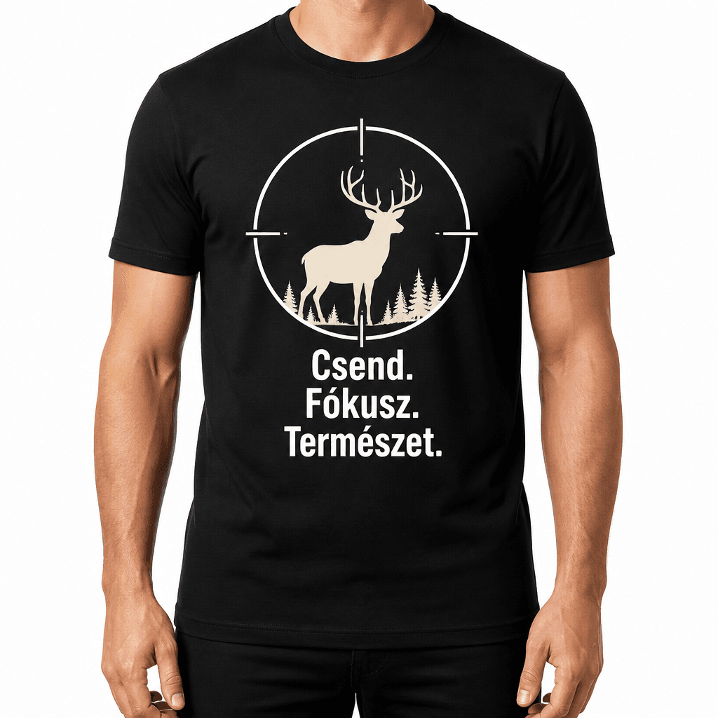 Vadász póló – Csend. Fókusz. Természet.