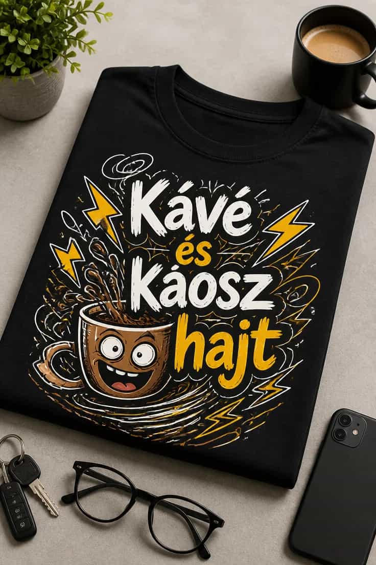 Kávés póló – Kávé és káosz hajt