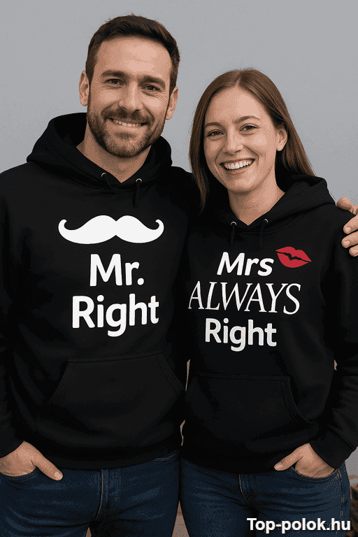 Páros pulóver Mr Right és Mrs Always Right