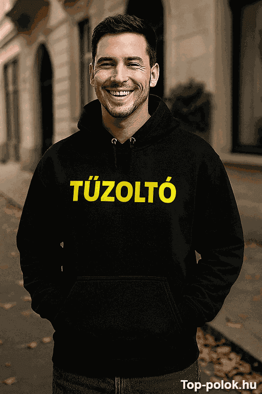 Vicces kapucnis pulóver tűzoltó felirattal