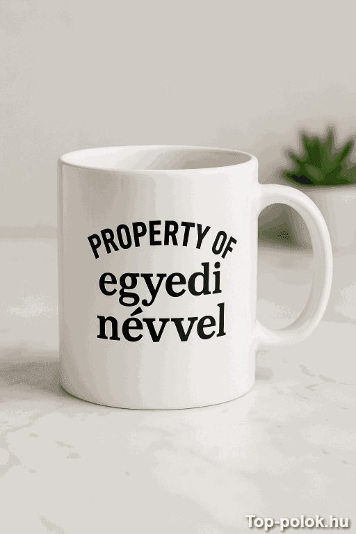 Vicces bögre Property of egyedi névvel