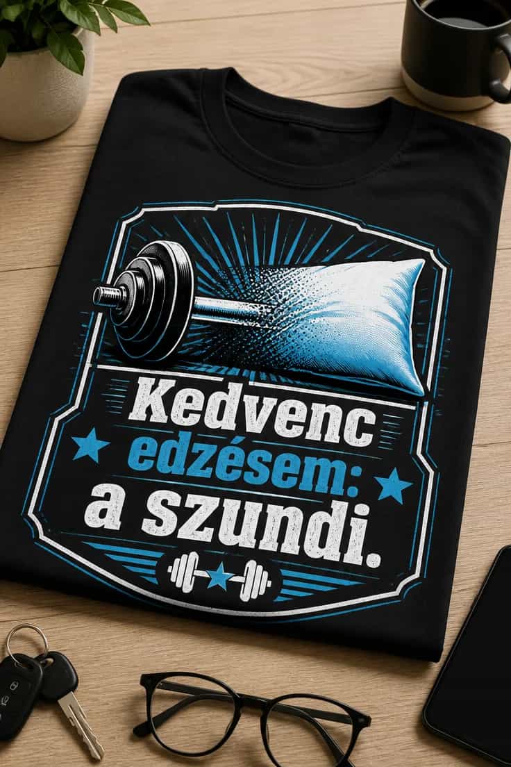 Női/férfi vicces edzős póló – Kedvenc edzésem: a szundi.