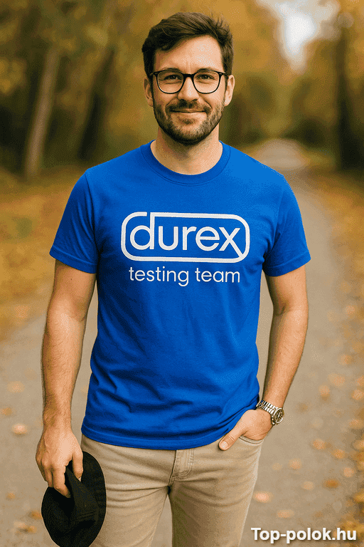 Vicces póló durex testing team