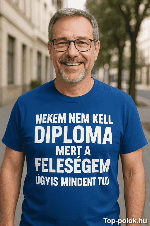 Vicces póló nem kell diploma feleségem mindent tud