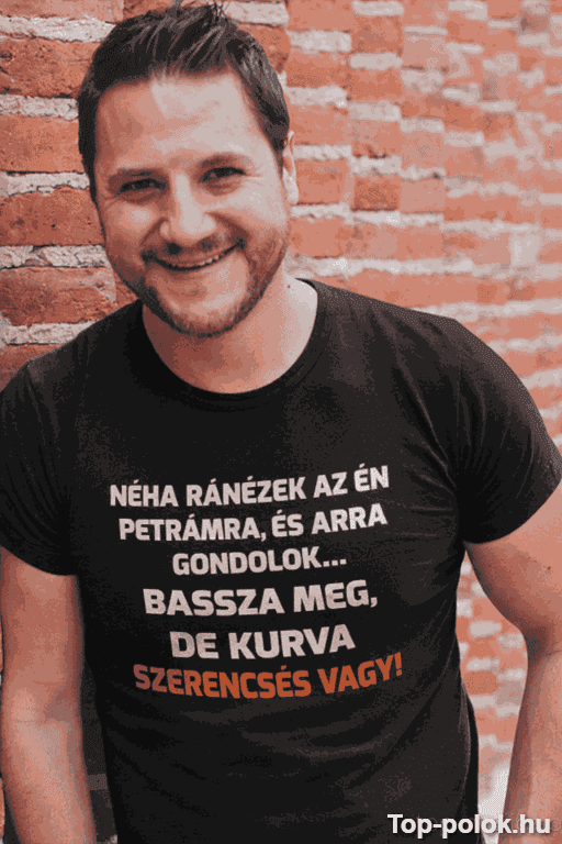 Vicces póló szerencsés párom egyedi névvel