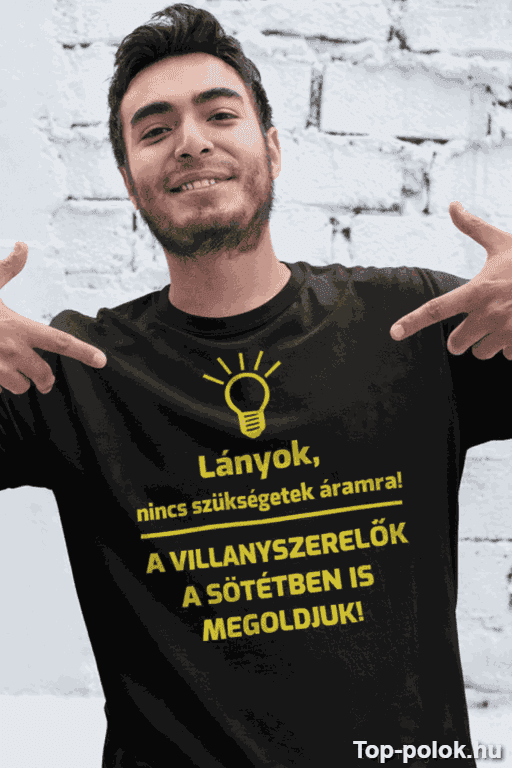 Vicces póló villanyszerelők sötétben is megoldjuk