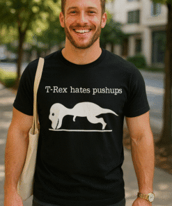 T-Rex szerelmes push-up póló, férfi divat, vicces ruházat, egyedi mintázat, top-polok.hu.