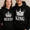 Stílusos király és királynő mintás kapucnis pulóverek, eredeti ajándékötlet, top-polok.hu.