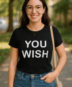 You wish T-shirt, stílusos otthoni viselet, női divat, szabadidő, kényelmes ruházat.