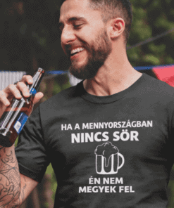 Üdítő sörmentes póló, humoros fejjel, a sör helyett jó hangulatot sugároz.