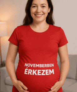 Boldogságos kismama póló, várandós nő, magazin fotó, top-polok.hu, hiteles termék, kismama divat, kismama ajándék.