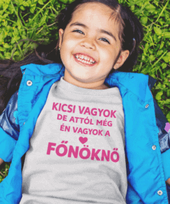 Színes gyermek póló, Kicsi vagyok, de már boldog vagyok szlogen, Top-polok.hu, gyerekruha webshop.