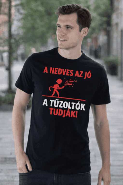 1. Embléma egyedi feliratos póló, tűzoltás, humor, utcai divat, férfi öltözet.