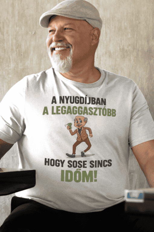 Nyugdíjas ténygrafika, vicces időskori póló, humoros ajándékötlet nyugdíjasoknak.