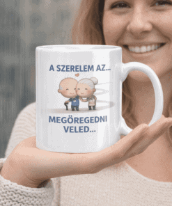 1. Páros onandó porcelánbögre, szerelmes motívummal, egy pár boldog arcával.