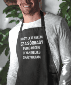 1. Párolt szövet fekete kötény személyre szabott felirattal, éttermi kiegészítő.