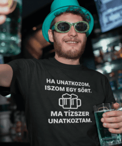 Sörös póló szórakoztató mintával, alkoholos ital, bar hangulat, társasági élet, jókedv.