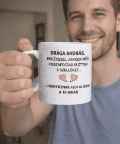 Egy személy írta fel drága barátjának a humoros igét, amely szerepel a mellékelt ajándékbögre felületén.