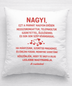 Nap, személyre szabott szeretteknek szívvel és szeretettel készült ajándékpárna.
