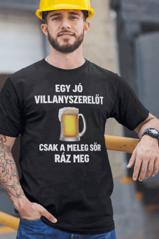 Villanyszerelő póló, sörös mintával, szórakoztató ajándék, férfi ruházat, poénos szöveg, férfi sörös pólók, Magyarország.