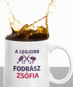 Fröccs kávéscsésze, hajtető, profi fodrász marketing dizájn, személyre szabott ajándék, egyedi arculat, Top-polok.hu.