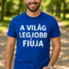 A TÖKÉLETES Férfi póló, kék színnel, felirattal "A világ legjobb fiúja".