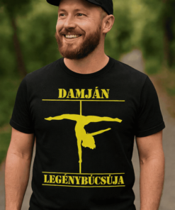 Balesetmentes, stílusos férfi póló, Damján legendás szöveggel és akciós árakkal.