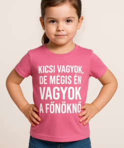 Kisgyerek lány, aki magabiztosan áll, rózsaszín pólóban, a Top-polok.hu weboldalról.