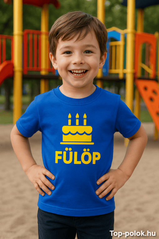 Ünnepi gyermek születésnapi póló, boldog fiú a játszótéren.