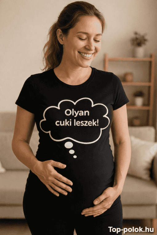 Olyan cuki leszoktató t-shirt kismamáknak, boldog várandós nő.