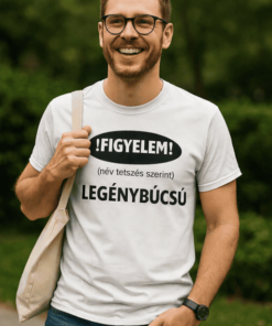 Vicces póló figyelem legénybúcsú egyedi névvel