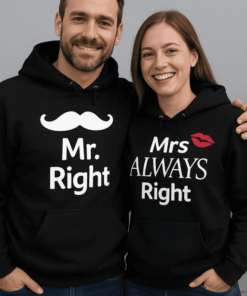 Páros pulóver Mr Right és Mrs Always Right
