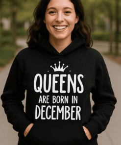 Vicces kapucnis pulóver queens are born in december